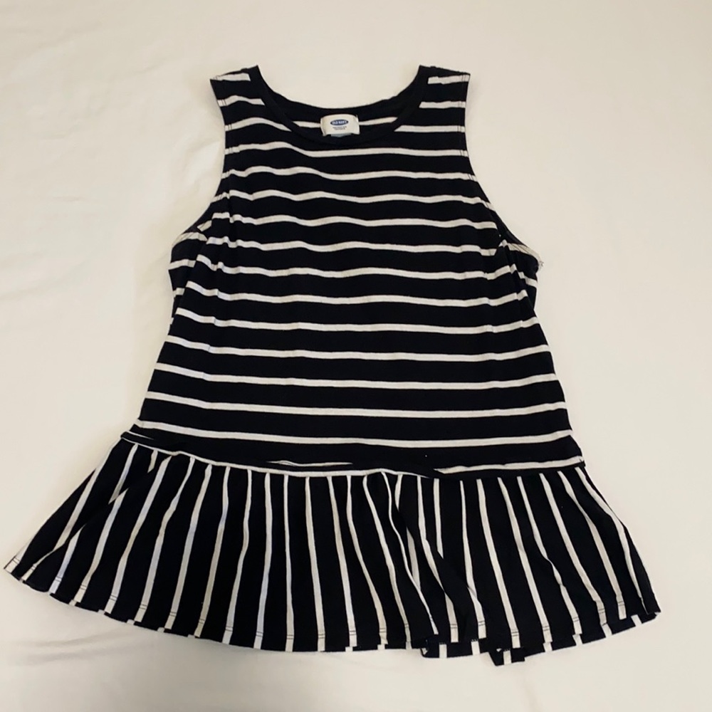 Old Navy Black and White Peplum Top